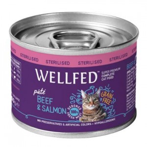 WELLFED CAT  STERILISED BEEF & SALMON
